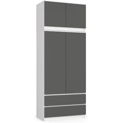 Akord Armoire 2 portes 2 tiroirs - Blanc - Publicité Akord Armoire 2 portes 2 tiroirs - Blanc - Publicité