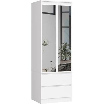Akord Armoire Star 2 Portes 2 Tiroirs Avec Miroir Blanc 60X51X180 - Publicité Akord Armoire Star 2 Portes 2 Tiroirs Avec Miroir Blanc 60X51X180 - Publicité