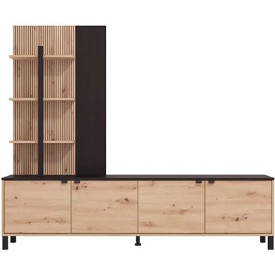 Pegane Ensemble TV couleur couleur Chêne artisan / noir - Longueur 208 x profondeur 40 x hauteur 167 cm - Publicité Pegane Ensemble TV couleur couleur Chêne artisan / noir - Longueur 208 x profondeur 40 x hauteur 167 cm - Publicité