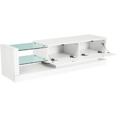 DZMDIP Meuble TV - 140 cm - Éclairage LED 16 couleurs - Brillant - Rangement pratique - Publicité DZMDIP Meuble TV - 140 cm - Éclairage LED 16 couleurs - Brillant - Rangement pratique - Publicité