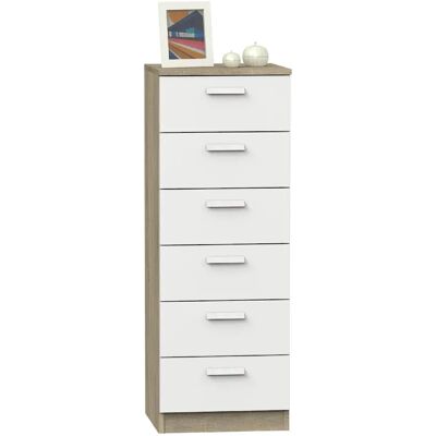 Pegane Commode chiffonnier 6 tiroirs - Chêne - Publicité Pegane Commode chiffonnier 6 tiroirs - Chêne - Publicité