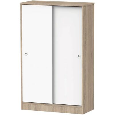 Pegane Armoire basse 2 portes coulissantes - Blanc - Publicité Pegane Armoire basse 2 portes coulissantes - Blanc - Publicité
