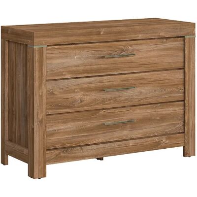 Pegane Commode 3 tiroirs – Chêne - Publicité Pegane Commode 3 tiroirs – Chêne - Publicité