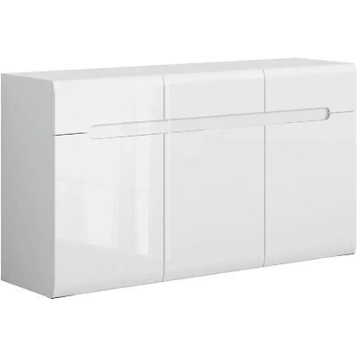 Pegane Commode 3 portes 3 tiroirs - Blanc - Publicité Pegane Commode 3 portes 3 tiroirs - Blanc - Publicité