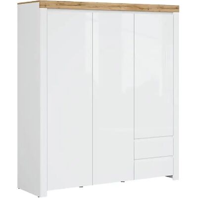 Pegane Armoire 3 portes 2 tiroirs - Blanc chêne wotan - Publicité Pegane Armoire 3 portes 2 tiroirs - Blanc chêne wotan - Publicité
