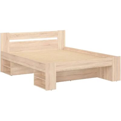 Pegane Lit adulte 2 places 160 x 200 cm avec des étagères de rangement et 3 Tiroirs coloris Chêne sonoma - Longueur 204,5 x Largeur 165 x Hauteur 47,5-85,5 cm - Publicité Pegane Lit adulte 2 places 160 x 200 cm avec des étagères de rangement et 3 Tiroirs coloris Chêne sonoma - Longueur 204,5 x Largeur 165 x Hauteur 47,5-85,5 cm - Publicité
