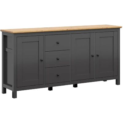 Pegane Commode buffet 3 portes 3 tiroirs - Graphite - Publicité Pegane Commode buffet 3 portes 3 tiroirs - Graphite - Publicité
