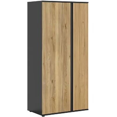 Pegane Armoire 2 portes design - Chêne - Publicité Pegane Armoire 2 portes design - Chêne - Publicité