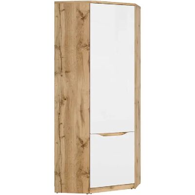 Pegane Armoire d'angle 1 porte - Chêne wotan / blanc brillant - Publicité Pegane Armoire d'angle 1 porte - Chêne wotan / blanc brillant - Publicité