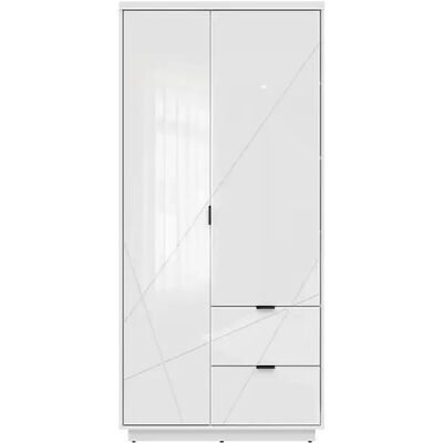 Pegane Armoire 2 portes avec tiroirs - Blanc - Publicité Pegane Armoire 2 portes avec tiroirs - Blanc - Publicité