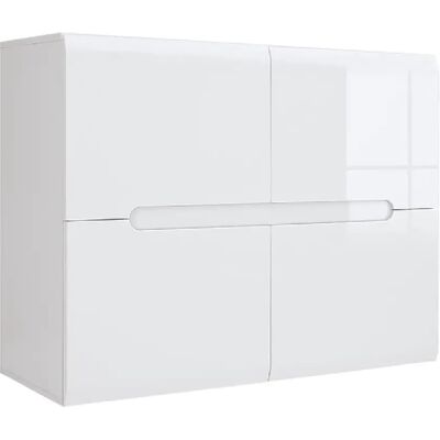 Pegane Commode de rangement 4 portes - Blanc brillant - Publicité Pegane Commode de rangement 4 portes - Blanc brillant - Publicité