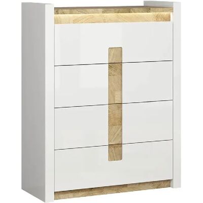 Pegane Commode 4 tiroirs - Chêne clair - Publicité Pegane Commode 4 tiroirs - Chêne clair - Publicité