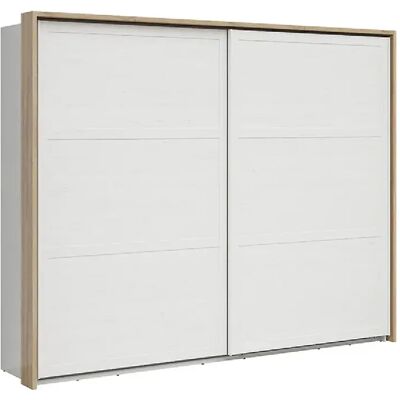 Pegane Armoire portes coulissantes - Chêne clair - Publicité Pegane Armoire portes coulissantes - Chêne clair - Publicité