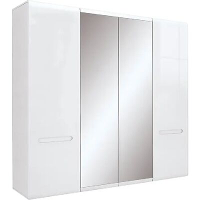 Pegane Armoire 4 portes avec miroir - Blanc - Publicité Pegane Armoire 4 portes avec miroir - Blanc - Publicité