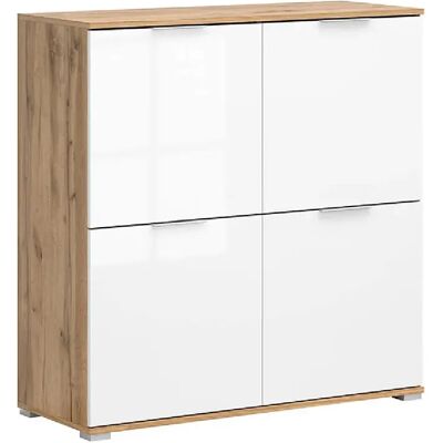 Pegane Armoire 4 portes - Chêne et blanc - Publicité Pegane Armoire 4 portes - Chêne et blanc - Publicité