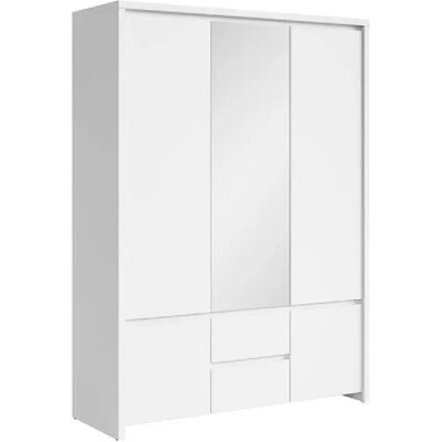 Pegane Armoire 5 portes avec miroir - Blanc - Publicité Pegane Armoire 5 portes avec miroir - Blanc - Publicité