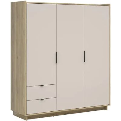 Pegane Armoire 3 portes 2 tiroirs - Chêne - Publicité Pegane Armoire 3 portes 2 tiroirs - Chêne - Publicité