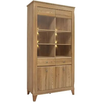 Pegane Vitrine à 4 portes avec éclairage LED, coloris Mélèze doré - Longueur 102 x Profondeur 47 x Hauteur 202 cm - Publicité Pegane Vitrine à 4 portes avec éclairage LED, coloris Mélèze doré - Longueur 102 x Profondeur 47 x Hauteur 202 cm - Publicité