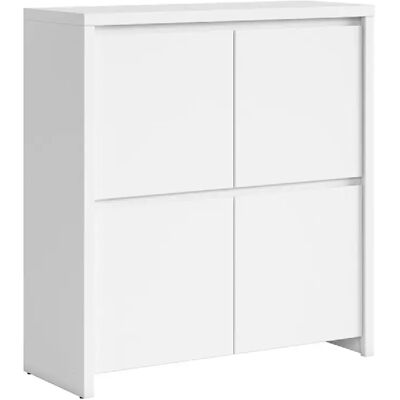 Pegane Commode de rangement 4 portes - Blanc - Publicité Pegane Commode de rangement 4 portes - Blanc - Publicité
