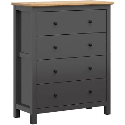 Pegane Commode 4 tiroirs - Gris graphite chêne - Publicité Pegane Commode 4 tiroirs - Gris graphite chêne - Publicité