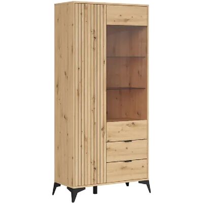 Pegane Vitrine haute avec 2 portes et 2 tiroirs,coloris Chêne artisan - Longueur 90 x Profondeur 41 x Hauteur 197 cm - Publicité Pegane Vitrine haute avec 2 portes et 2 tiroirs,coloris Chêne artisan - Longueur 90 x Profondeur 41 x Hauteur 197 cm - Publicité