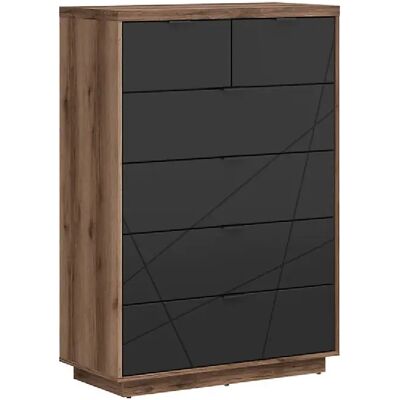 Pegane Commode chiffonnier 6 tiroirs - Noir mat - Publicité Pegane Commode chiffonnier 6 tiroirs - Noir mat - Publicité