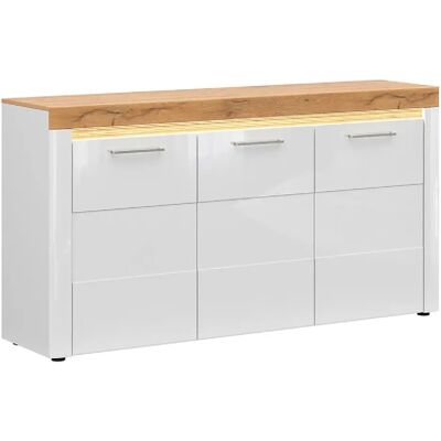 Pegane Commode buffet LED - Chêne doré/blanc - Publicité Pegane Commode buffet LED - Chêne doré/blanc - Publicité