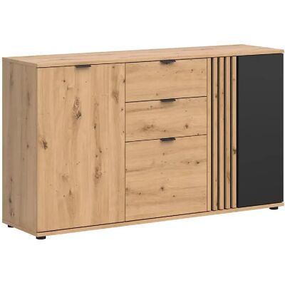 Pegane Commode buffet 3 portes 2 tiroirs - Chêne - Publicité Pegane Commode buffet 3 portes 2 tiroirs - Chêne - Publicité