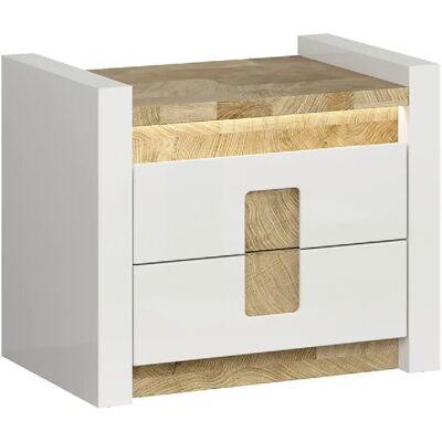 Pegane table de chevet LED - Chêne clair - Publicité Pegane table de chevet LED - Chêne clair - Publicité