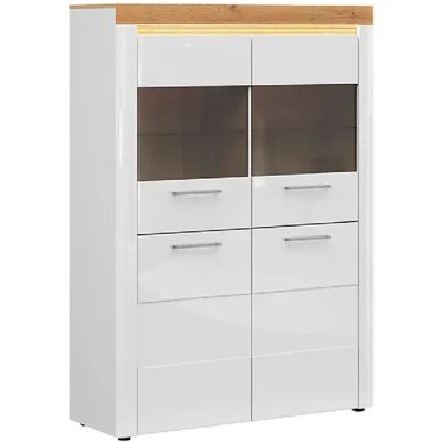 Pegane Vitrine à 4 portes avec éclairage LED coloris Chêne doré/Blanc haute brillance - Longueur 119 x Profondeur 42 x Hauteur 166 cm - Publicité Pegane Vitrine à 4 portes avec éclairage LED coloris Chêne doré/Blanc haute brillance - Longueur 119 x Profondeur 42 x Hauteur 166 cm - Publicité