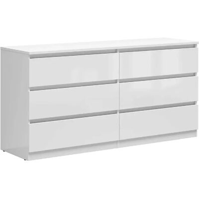 Pegane Commode 6 tiroirs - Blanc - Publicité Pegane Commode 6 tiroirs - Blanc - Publicité