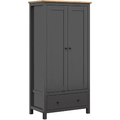 Pegane Armoire 2 portes tiroir - Graphite - Publicité Pegane Armoire 2 portes tiroir - Graphite - Publicité
