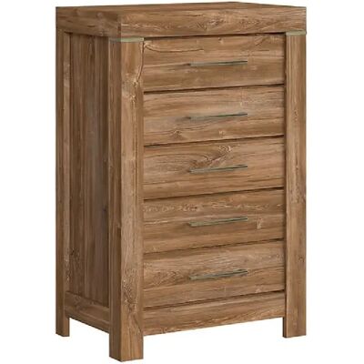 Pegane Commode 5 tiroirs design - Chêne - Publicité Pegane Commode 5 tiroirs design - Chêne - Publicité
