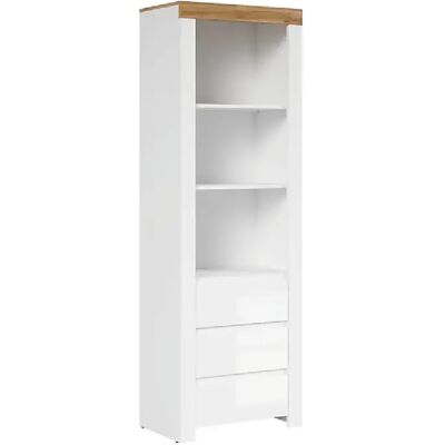 Pegane Bibliothèque avec tiroirs - Blanc chêne - Publicité Pegane Bibliothèque avec tiroirs - Blanc chêne - Publicité