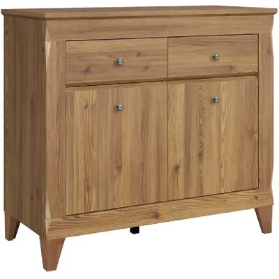 Pegane Commode 2 portes 2 tiroirs - Bois clair - Publicité Pegane Commode 2 portes 2 tiroirs - Bois clair - Publicité