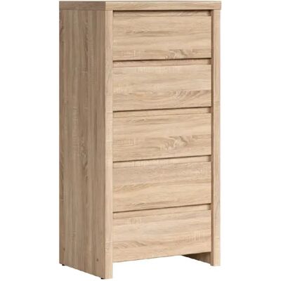 Pegane Commode chiffonnier 5 tiroirs - Chêne - Publicité Pegane Commode chiffonnier 5 tiroirs - Chêne - Publicité