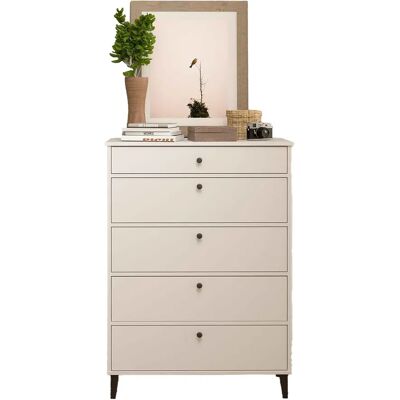 Pegane Commode Chiffonnier Meuble de rangement avec 5 tiroirs coloris Blanc - Publicité Pegane Commode Chiffonnier Meuble de rangement avec 5 tiroirs coloris Blanc - Publicité