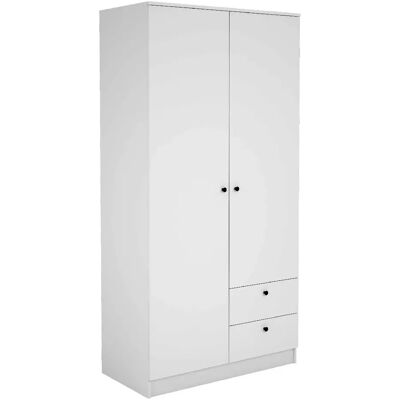 Pegane Placard armoire meuble de rangement de 2 portes et 2 tiroirs coloris Blanc - Publicité Pegane Placard armoire meuble de rangement de 2 portes et 2 tiroirs coloris Blanc - Publicité