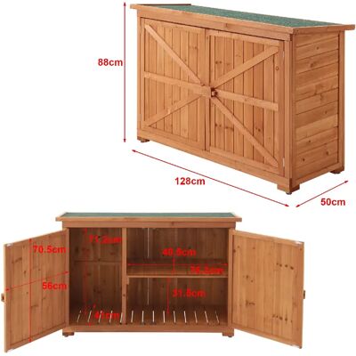 Helloshop26 Coffre de rangement extérieur à 2 portes range-bûches en sapin 88 x 128 x 50 cm 03_0006814 - Publicité Helloshop26 Coffre de rangement extérieur à 2 portes range-bûches en sapin 88 x 128 x 50 cm 03_0006814 - Publicité