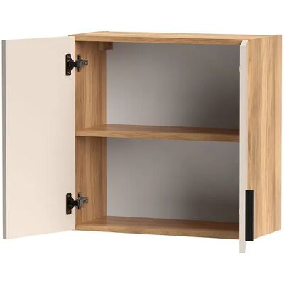 Pegane Meuble haut à 2 portes Armoire auxiliaire avec poignées noires - Publicité Pegane Meuble haut à 2 portes Armoire auxiliaire avec poignées noires - Publicité