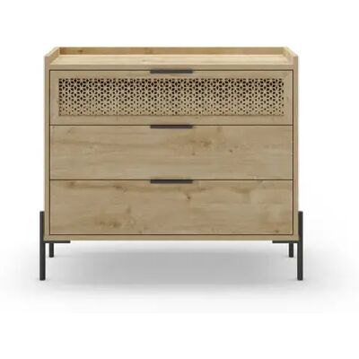 Casanova Commode 3 tiroirs 94cm en mélamine Chêne clair - Publicité Casanova Commode 3 tiroirs 94cm en mélamine Chêne clair - Publicité