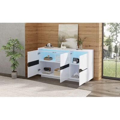 Merax Buffet 3 Portes 140x40x70cm-Meuble De Rangement-Avec Séparateurs Réglables-blanc Et Noir - Publicité Merax Buffet 3 Portes 140x40x70cm-Meuble De Rangement-Avec Séparateurs Réglables-blanc Et Noir - Publicité