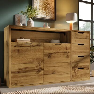 Merax Buffet 150x40x90cm-meuble De Rangement-buffet Bas Étagères Réglables En Hauteur-naturel - Publicité Merax Buffet 150x40x90cm-meuble De Rangement-buffet Bas Étagères Réglables En Hauteur-naturel - Publicité