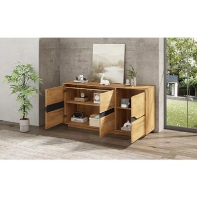 Merax Buffet 3 Portes 140x40x70cm-Meuble De Rangement-Avec Séparateurs Réglables-bois Et Noir - Publicité Merax Buffet 3 Portes 140x40x70cm-Meuble De Rangement-Avec Séparateurs Réglables-bois Et Noir - Publicité