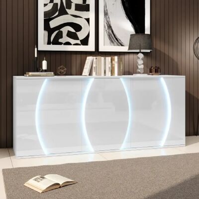 Merax Buffet De Salon à 3 Portes-meuble De Rangement LED-laqué Brillant-en Bois -blanc - Publicité Merax Buffet De Salon à 3 Portes-meuble De Rangement LED-laqué Brillant-en Bois -blanc - Publicité