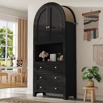 Merax Buffet Multifonctionnelle- Armoire De Rangement Haute En Arc -rétro-étagères Ouvertes-noir - Publicité Merax Buffet Multifonctionnelle- Armoire De Rangement Haute En Arc -rétro-étagères Ouvertes-noir - Publicité