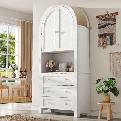 Merax Buffet-Armoire De Rangement Haute En Arc -rétro-étagères Ouvertes-blanc - Publicité Merax Buffet-Armoire De Rangement Haute En Arc -rétro-étagères Ouvertes-blanc - Publicité