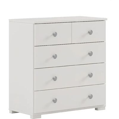 Pegane Commode Chiffonnier Meuble de rangement avec 5 tiroirs, en pin massif coloris Blanc - Publicité Pegane Commode Chiffonnier Meuble de rangement avec 5 tiroirs, en pin massif coloris Blanc - Publicité