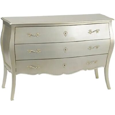Commode en Bois Argenté 3 Tiroirs - Mobilier Chambre - Publicité Commode en Bois Argenté 3 Tiroirs - Mobilier Chambre - Publicité
