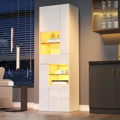 Merax Vitrine 55*38*170cm-avec 1 Tiroir Et 4 Compartiments-en Verre Avec Éclairage LED-blanc - Publicité Merax Vitrine 55*38*170cm-avec 1 Tiroir Et 4 Compartiments-en Verre Avec Éclairage LED-blanc - Publicité